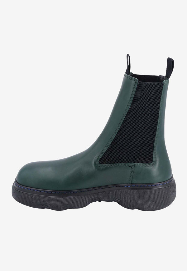 Burberry Chelsea Leather Ankle Boots Green 8074918_B7325