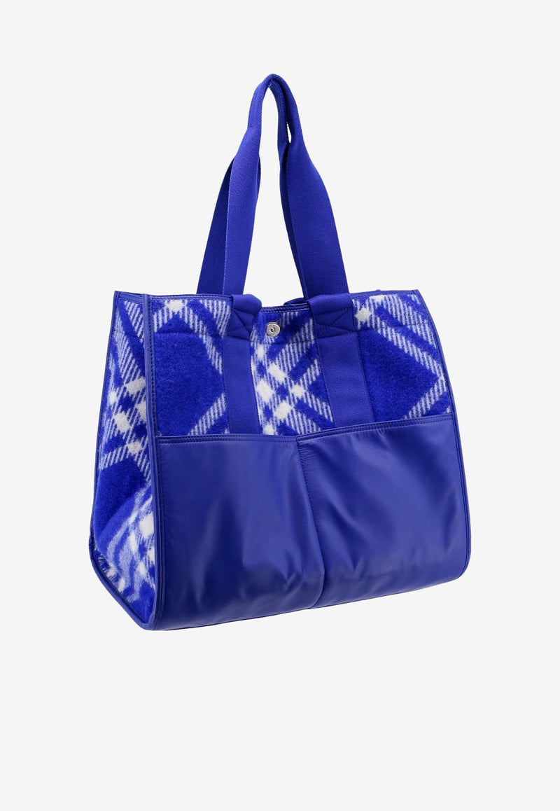 Burberry Extra Large Checked Tote Bag Blue 8075128_B7323
