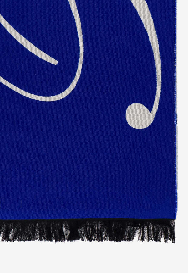 Burberry Logo Print Wool-Blend Scarf Blue 8079174_B7323