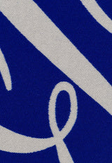 Burberry Logo Print Wool-Blend Scarf Blue 8079174_B7323