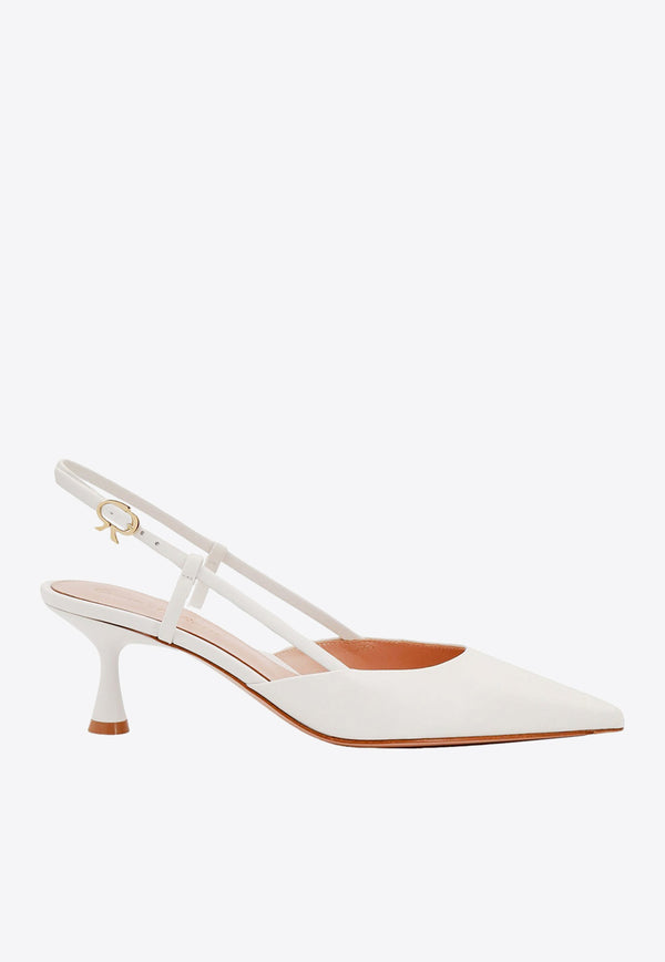 Gianvito Rossi Ascent 55 Slingback Pumps in Calf Leather White G9533255LACVIT_WHITE