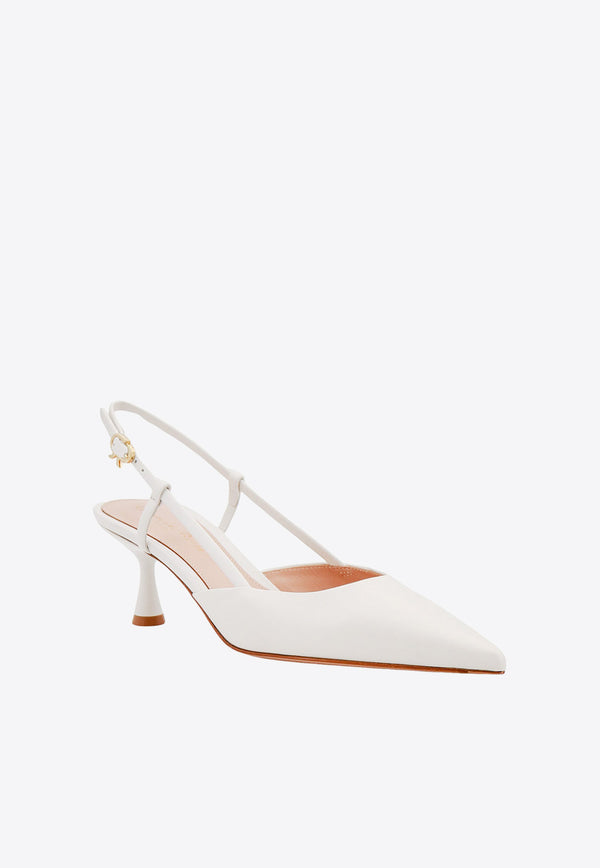 Gianvito Rossi Ascent 55 Slingback Pumps in Calf Leather White G9533255LACVIT_WHITE