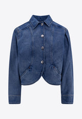 Isabel Marant Valette Button-Up Denim Jacket Blue VE0185FAB1H06I_30BU