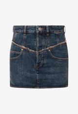 Isabel Marant Narjis Frayed Mini Denim Skirt Blue JU0117FBB1H09I_30BU