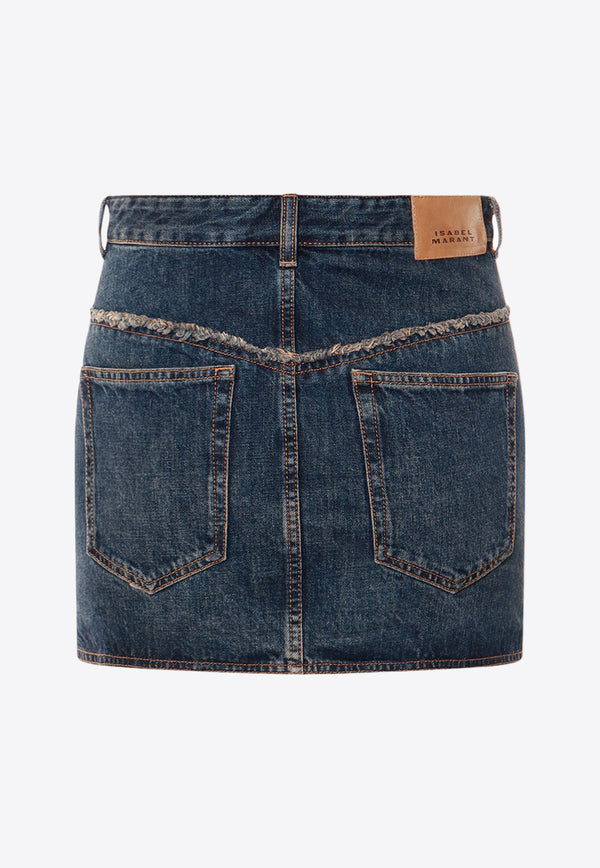 Isabel Marant Narjis Frayed Mini Denim Skirt Blue JU0117FBB1H09I_30BU