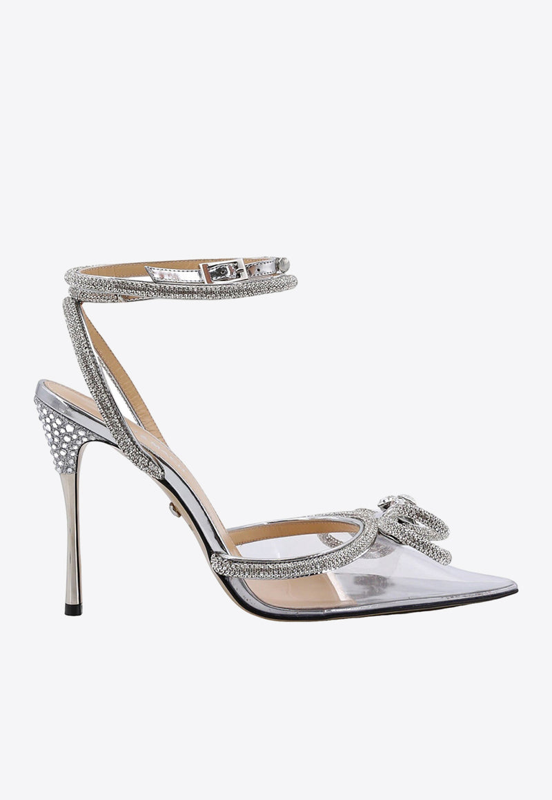 Mach & Mach Double Bow 100 Crystal Embellished PVC Pumps Beige R212190_CLEAR