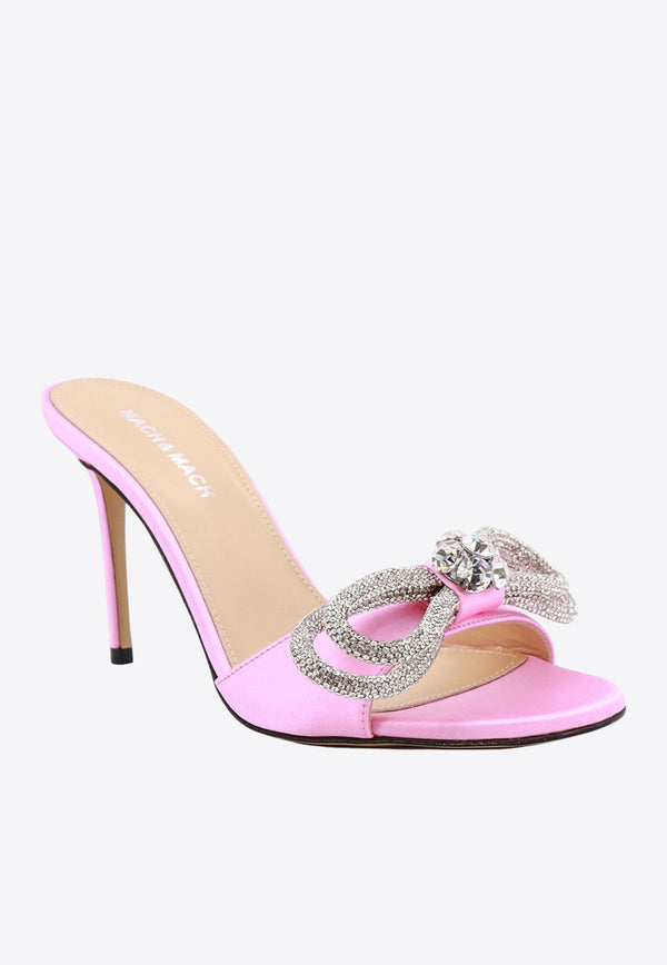 Mach & Mach 95 Double Bow Satin Mules Pink R24S0441CRP_PINK