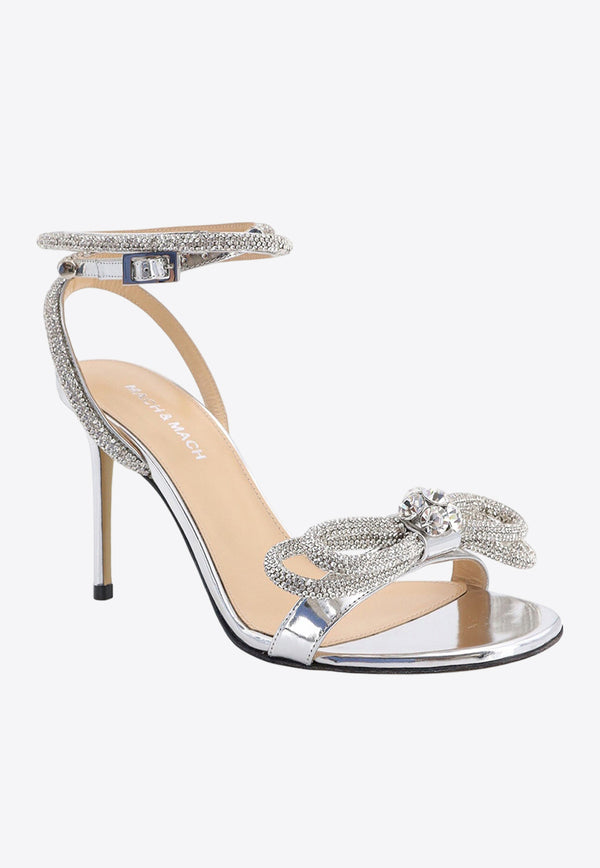 Mach & Mach 95 Double Bow Metallic Leather Sandals Silver R24S0445SPE_SILVER