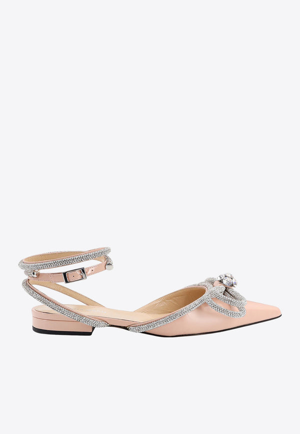 Mach & Mach Double Bow Pointed-Toe Flats Pink R24S0017PAT_BEIGE
