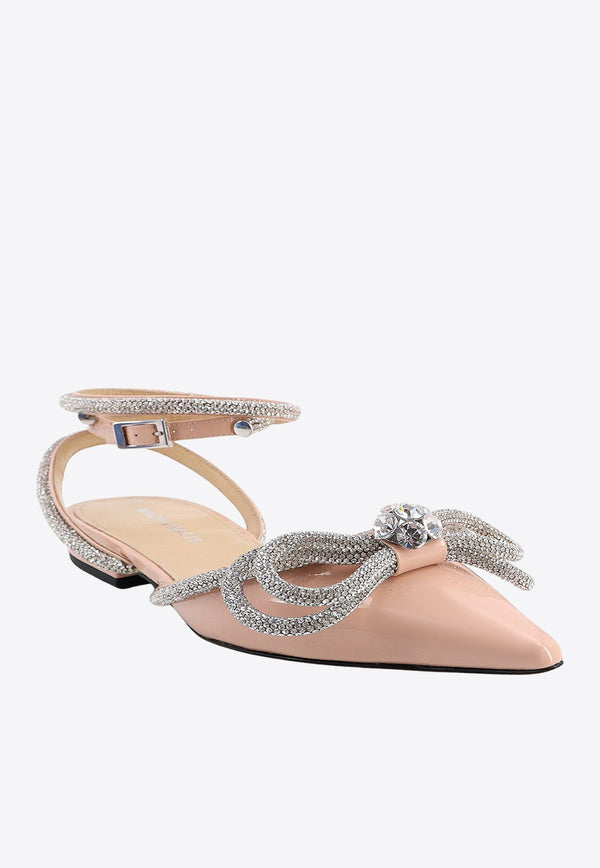 Mach & Mach Double Bow Pointed-Toe Flats Pink R24S0017PAT_BEIGE