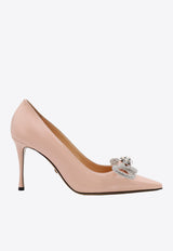 Mach & Mach Double Bow 85 Crystal Embellished Pumps Pink R24S023095PAT_NUDE