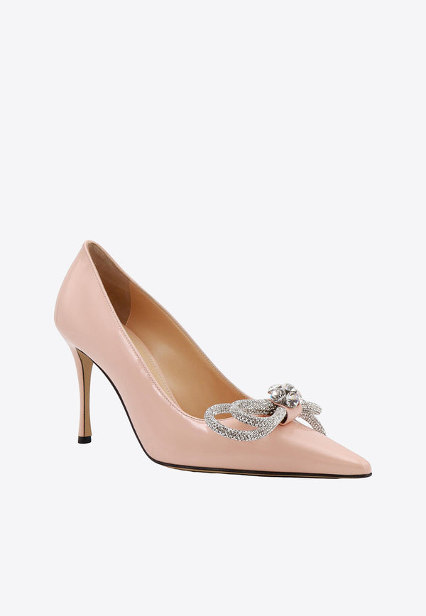 Mach & Mach Double Bow 85 Crystal Embellished Pumps Pink R24S023095PAT_NUDE
