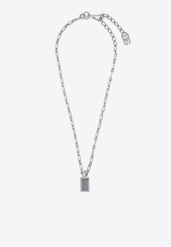 Dolce & Gabbana Logo Pendant Chain-Link Necklace Silver WNP1T1W1111_87655