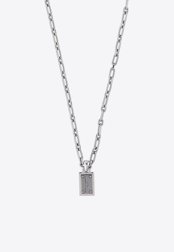 Dolce & Gabbana Logo Pendant Chain-Link Necklace Silver WNP1T1W1111_87655