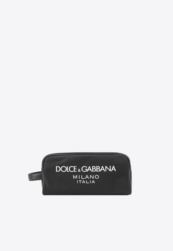 Dolce & Gabbana Rubberized Logo Toiletry Pouch Black BT0989AG182_8B956