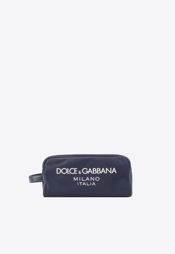 Dolce & Gabbana Logo Print Nylon Zip Pouch Blue BT0989AG182_8C653