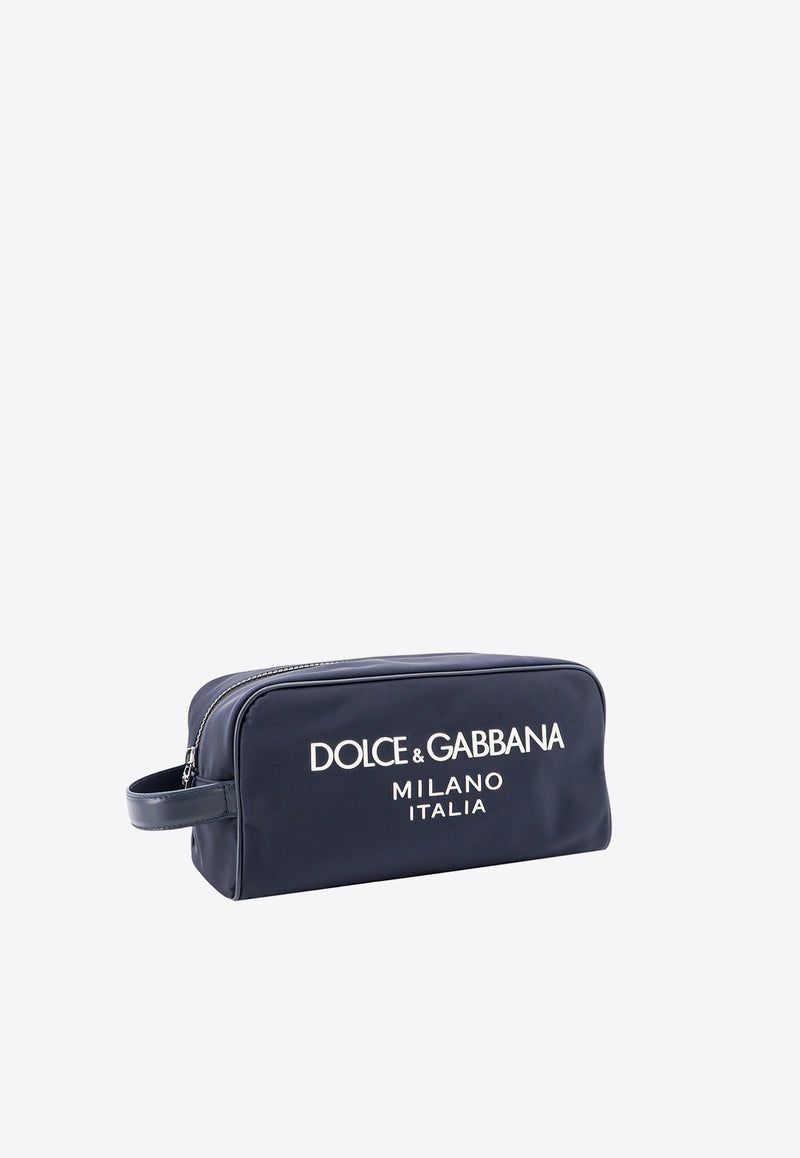 Dolce & Gabbana Logo Print Nylon Zip Pouch Blue BT0989AG182_8C653