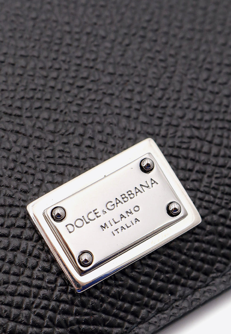 Dolce & Gabbana Logo Plate Grained Leather Cardholder Black BP2524AG219_80999