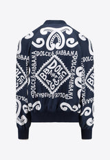 Dolce & Gabbana Marina Print Silk Bomber Jacket Blue G9ZB0THI1QD_HB4XR