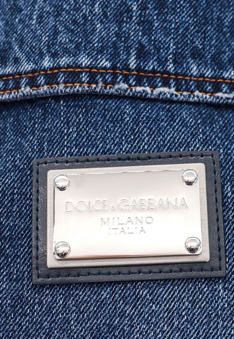 Dolce & Gabbana Logo Plate Denim Jacket Blue G9NL5DG8KE5_S9001