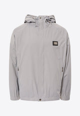 Dolce & Gabbana Logo Plate Windbreaker Jacket Gray G9AVDTGH464_N0040