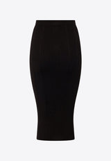 Balmain Rib Knit Pencil Midi Skirt Black CF1LD043KF24_0PA