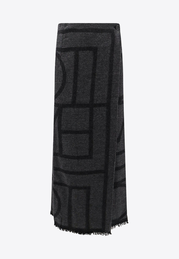 Toteme Monogram Jacquard Maxi Skirt Gray 241WRB1014FB0069_083