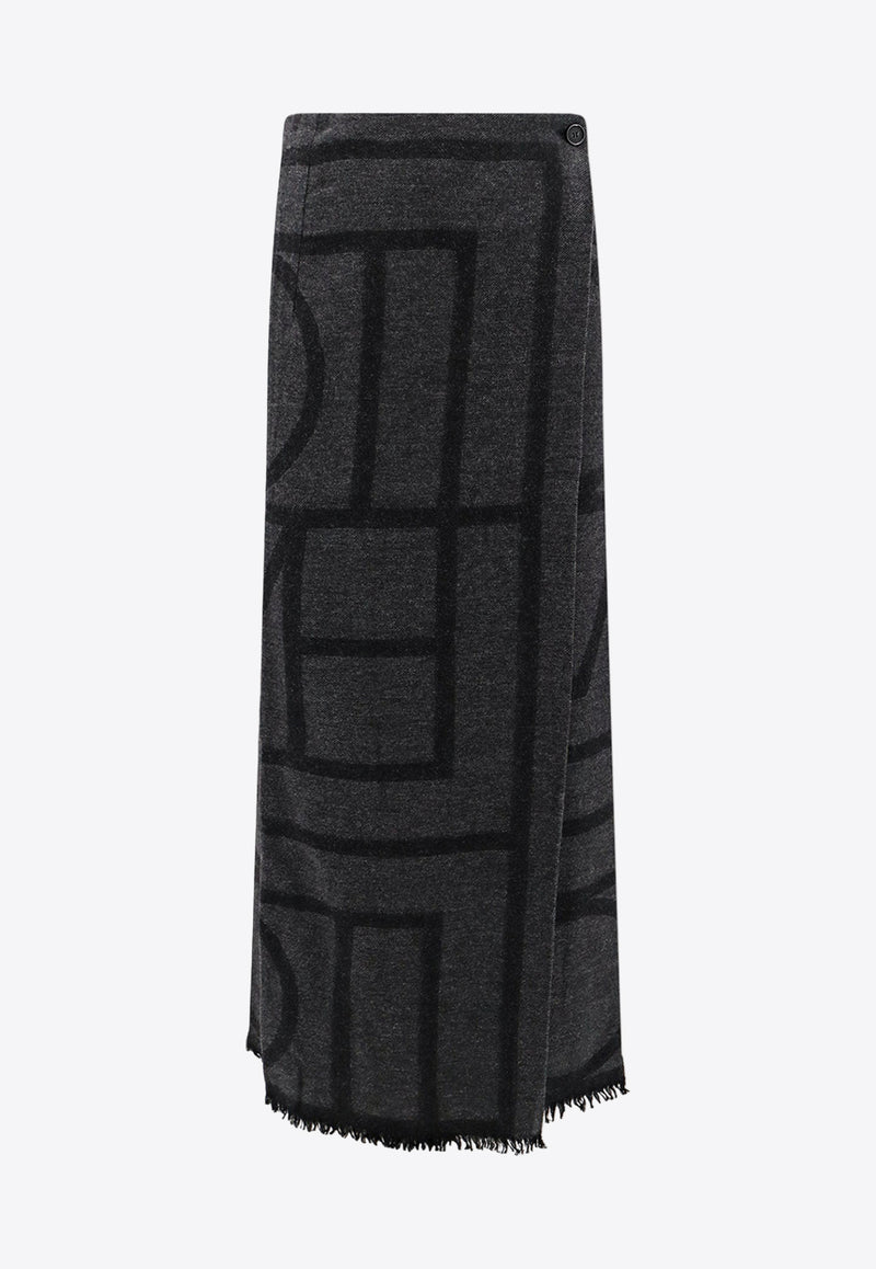 Toteme Monogram Jacquard Maxi Skirt Gray 241WRB1014FB0069_083