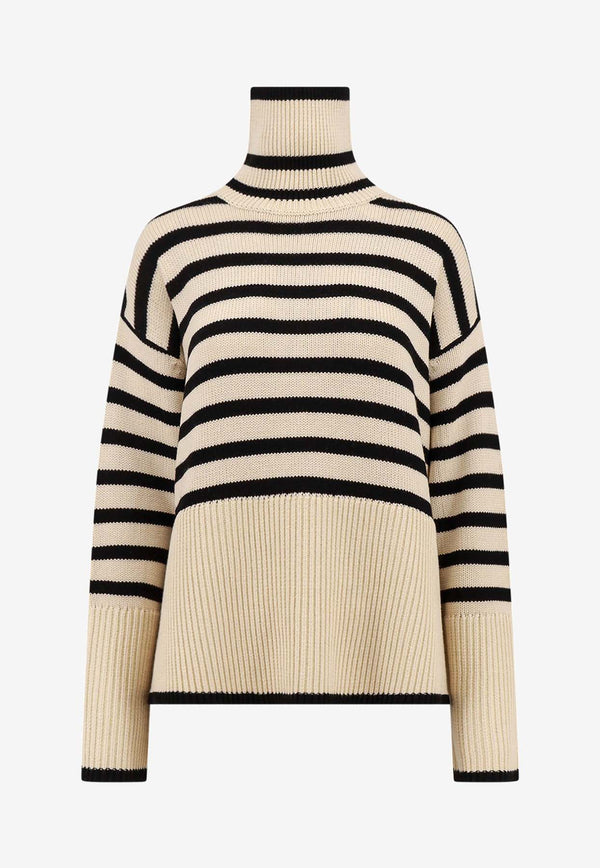 Toteme Turtleneck Striped Sweater Beige 212562758_876