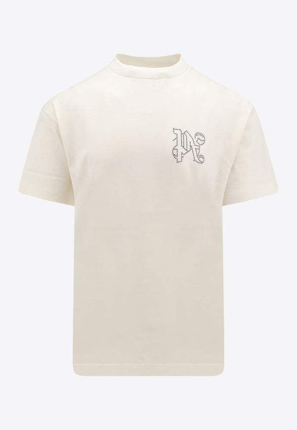 Palm Angels Studded Monogram T-shirt White PMAA001R24JER005_0377