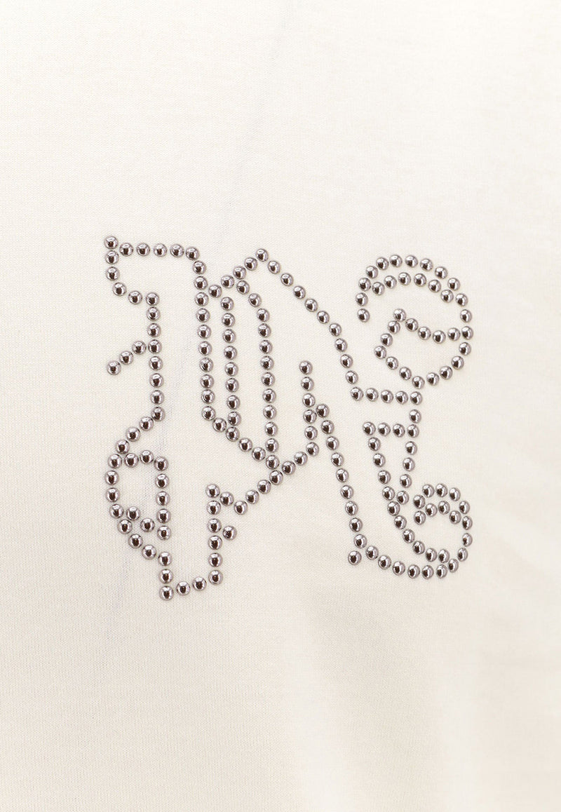 Palm Angels Studded Monogram T-shirt White PMAA001R24JER005_0377