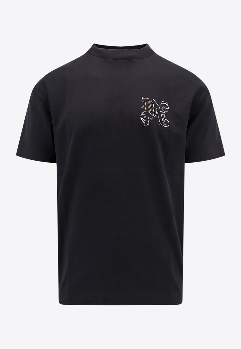 Palm Angels Studded Monogram T-shirt Black PMAA001R24JER005_1077