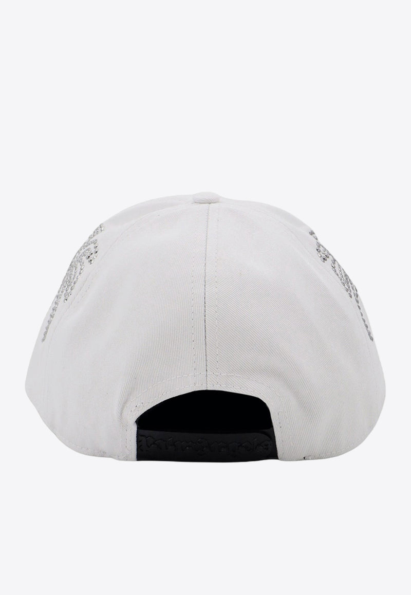 Palm Angels Studded Monogram Baseball Cap White PMLB094R24FAB002_0303