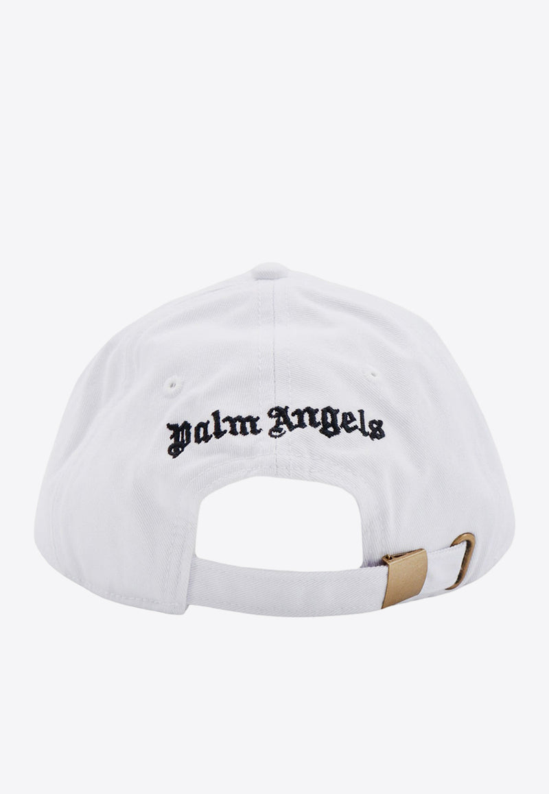 Palm Angels Embroidered Monogram Baseball Cap White PMLB094R24FAB012_0110