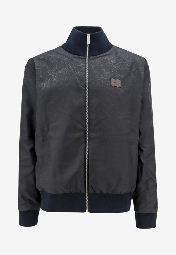 Berluti Leather Patch  Reversible Zip-Up Jacket Blue R26KZL13001_N40