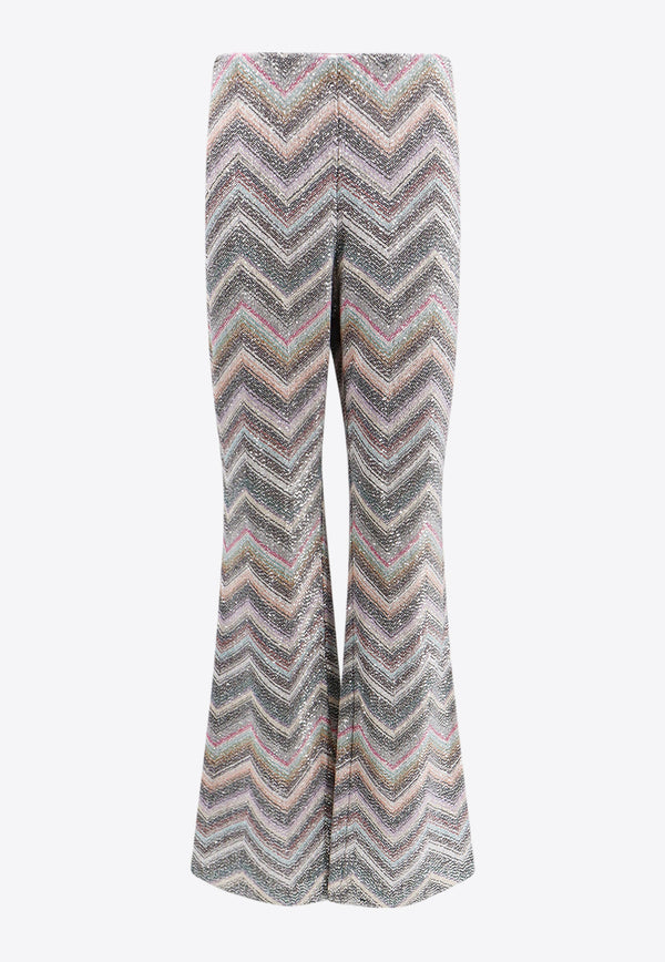Missoni Zigzag Pattern Sequined Flared Pants Multicolor DS24SI0WBC0045_L002B