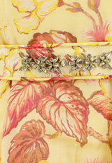 Zimmermann Matchmaker Floral Print Belted Mini Dress Yellow 8985DMAT_YEHI