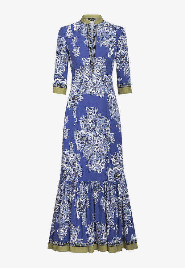 Etro Floral Print Maxi Dress Blue WRHA001599SP528_X0883