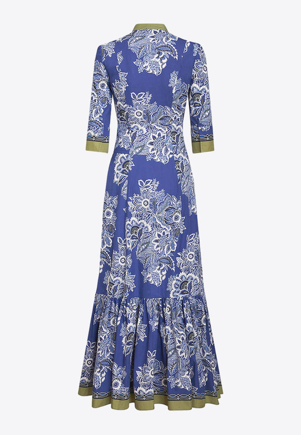 Etro Floral Print Maxi Dress Blue WRHA001599SP528_X0883