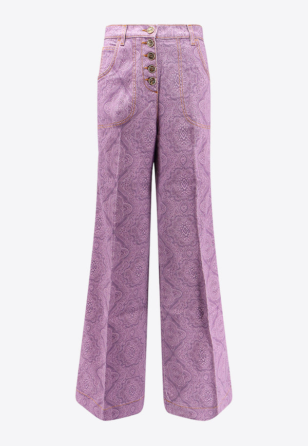 Etro Geometric Print Flared Pants Purple WRNB0004AK034_X0876