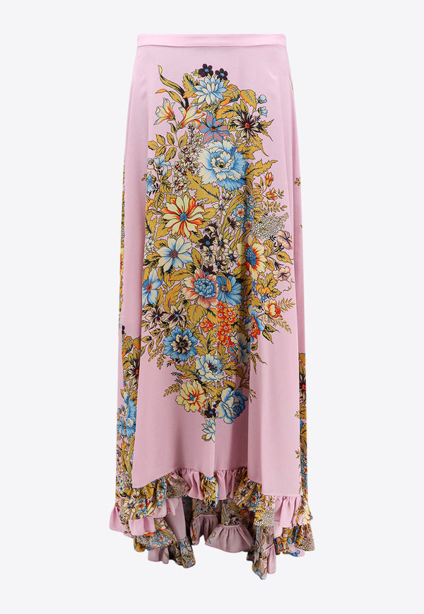 Etro Floral Print Asymmetric Maxi Skirt Multicolor WRFA001499SA199_X0875