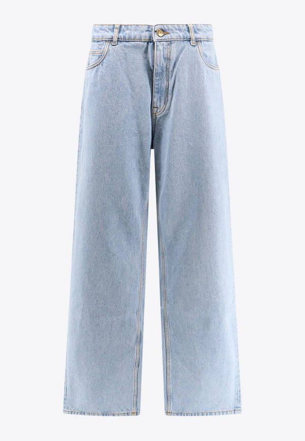 Etro Logo Embroidered Baggy Jeans Blue WRNB0005AC170_S9000