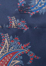 Etro Paisley Print Bowling Silk Shirt Blue MRIC0002AK216_X0883