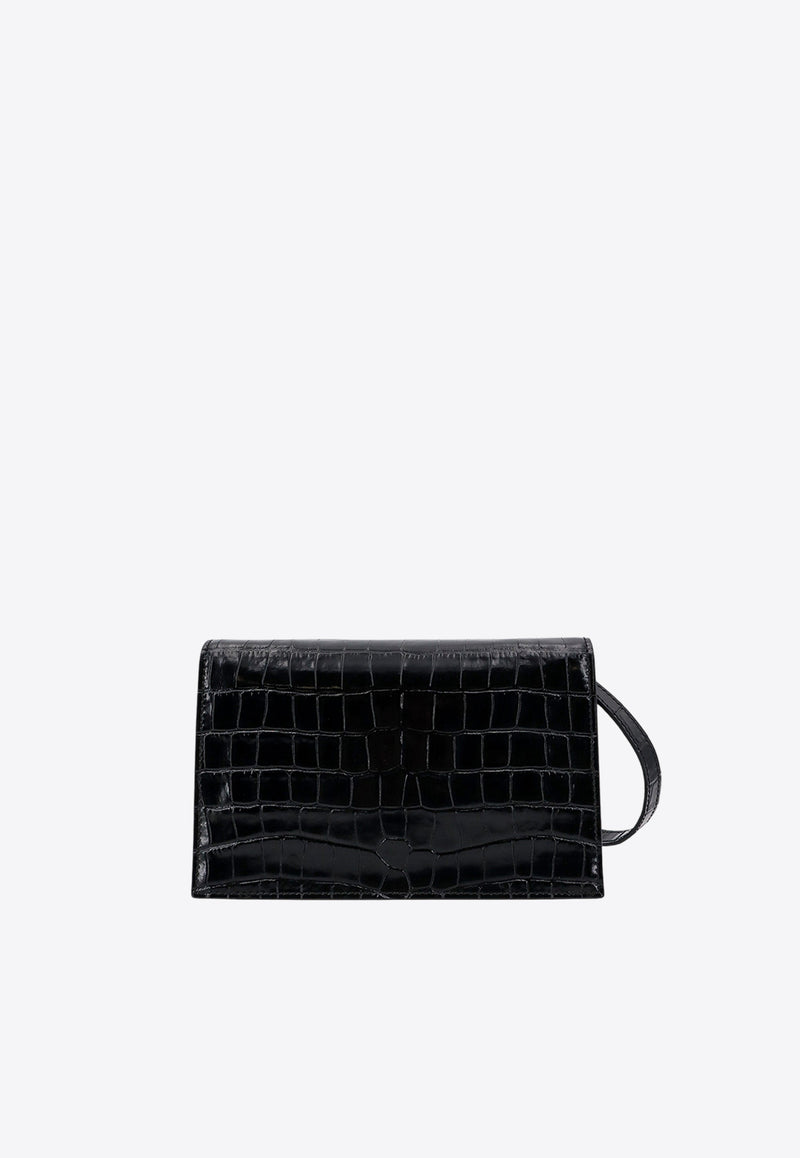 Coperni Mini Croco Folder Shoulder Bag Black COPBA66838_BLACK