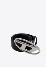 Diesel B-1DR Logo Plaque Leather Belt Black X08727PR666_H6528