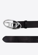 Diesel B-1DR Logo Plaque Leather Belt Black X08727PR666_H6528