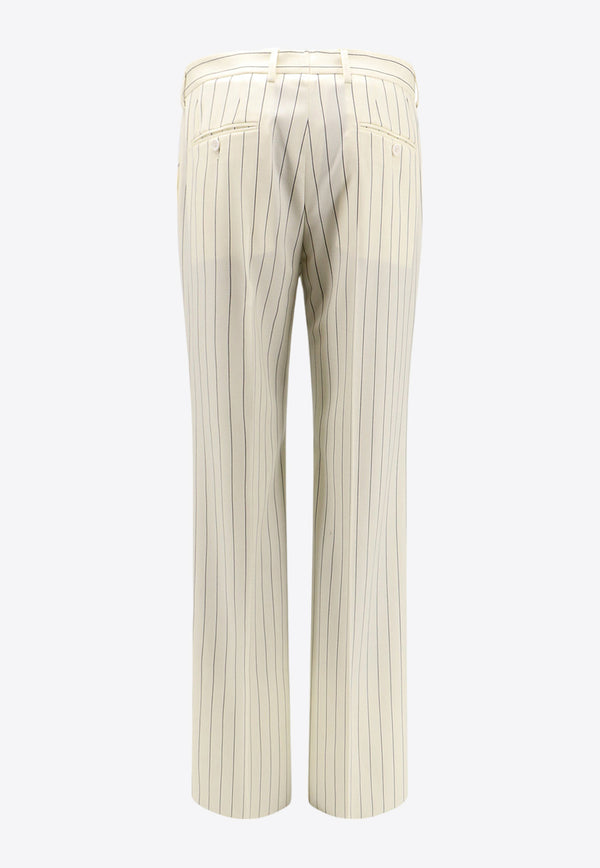 Dolce & Gabbana Straight Leg Pinstripe Pants White GYZMHTFRBC7_S8051