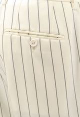 Dolce & Gabbana Straight Leg Pinstripe Pants White GYZMHTFRBC7_S8051