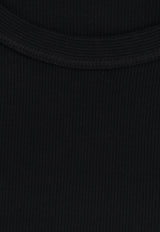 Dolce & Gabbana Logo Patch Ribbed Tank Top Black G8PA8TFU7AV_N0000