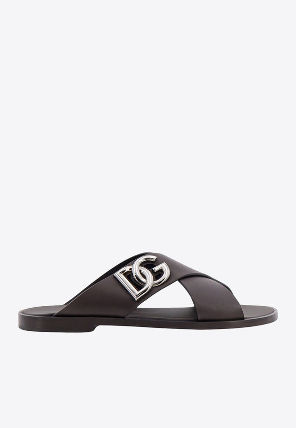 Dolce & Gabbana DG Logo Calf Leather Sandals

 Dark Brown A80440AO602_8H042